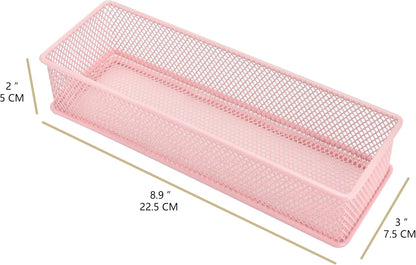 Annova Stackable Mesh Drawer Cabinet and Shelf Organizer Bins Storage Basket School Office Supply Holder Tray- Set of 2 (Gold, 3x3x2 Inch)