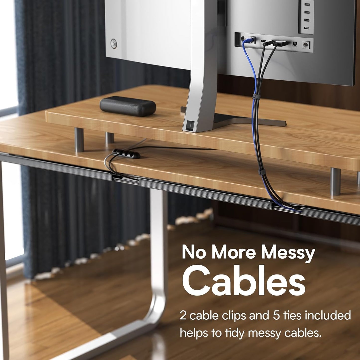 Delamu 2 Pack Safe & Tidy Cable Management Solution - Protect Kids & Pets with Home & Office Cable Management Under Desk, Cable Organizer, Cable Management Kit, Cord Organizer for Desk, 15.7in x 2