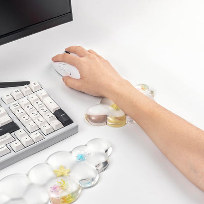 Gel Keyboard and Mouse Wrist Rest Set – Cute Clear Cloud Wrist Rest for Computer Keyboard 60%/68%/75%, Comfort & Support for Typing and Gaming