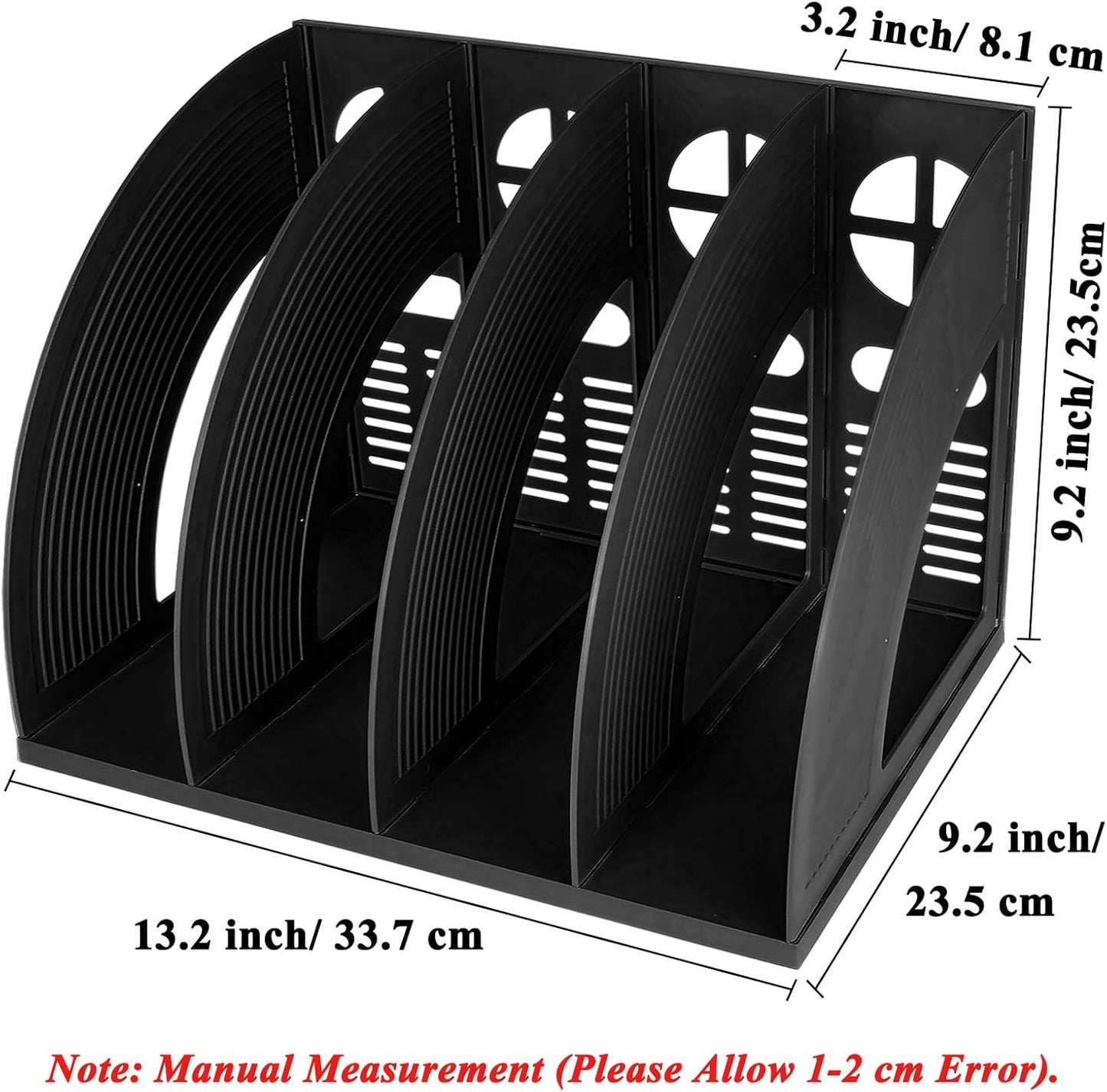 SAYEEC Magazine Holder Sturdy Binder Holder Desk File Sorter Plastic File Folder Organizer Stand Book Shelf Dividers Vertical Storage Rack Desktop Bookshelf Display Box for Office School Home (Black)