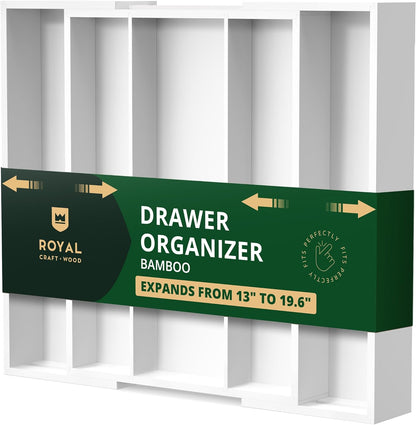 ROYAL CRAFT WOOD Luxury Bamboo Kitchen Drawer Organizer - Silverware Organizer, Utensil Holder & Cutlery Tray Drawer Dividers for Flatware (9 Slot, Natural)