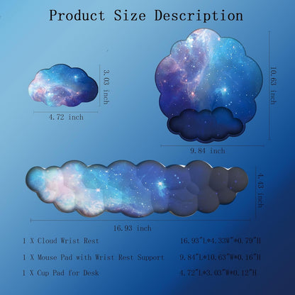 Cloud Wrist Rest Keyboard Pink Mouse Pad Set with Wrist Rest Ergonomic Wrist Pad Memory Foam Non-Slip Base Cute Gradient Wrist Support for Computer Laptop Gaming Home Office Relief Typing Pain