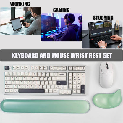 Gel Keyboard and Mouse Wrist Rest Set –Blue Purple Clear Wrist Rest for Computer Keyboard 60%/68%/75%, Comfort & Support for Typing and Gaming