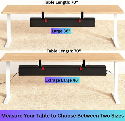 Under Desk Cable Management Tray, 48" Extra Large No Drill Cord Organizer with Easy to Clean Oxford Fabric, Clamp On Power Stripe Holder for Office, Home Office & Gaming Space