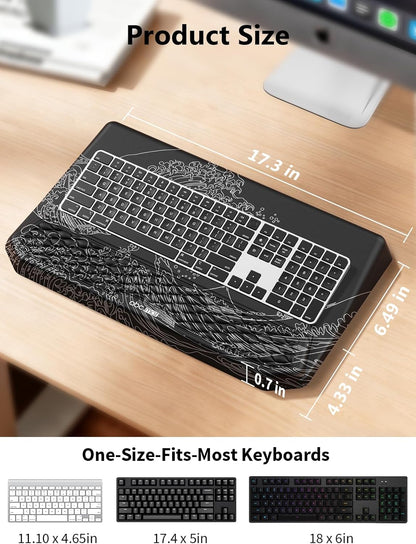 2-in-1 Ergonomic Keyboard Stand with Wrist Rest, Comfy Keyboard Riser Holder with Massage Design, Black