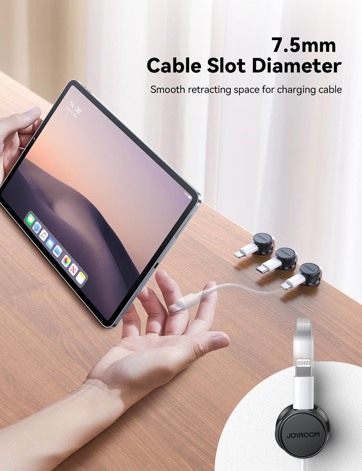 9 Pack Cable Management Cord Holder, JOYROOM Magnetic Cable Clips Adhesive Wire Hider, Cord Organizer for Desk Bedside Nightstand Table Desktop USB Wall Car Office Workspace Accessories, Black
