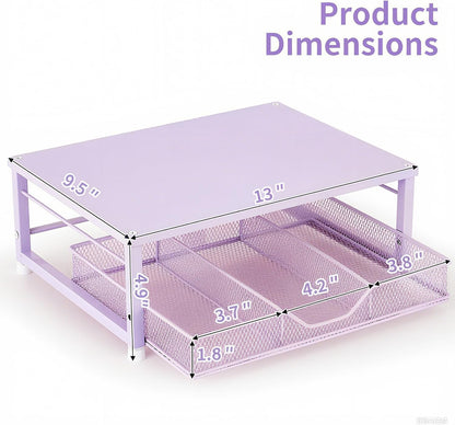 Small Laptop Stand for Desk, Monitor Stand Riser, Office Desk Accessories, Computer Desktop Stand with Drawer for Home, Office, School (Mint Green)