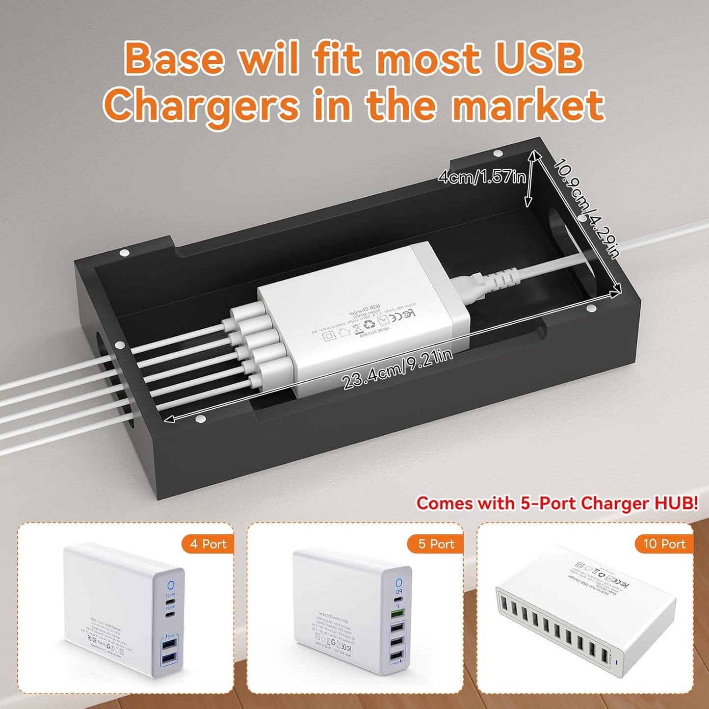 Pezin & Hulin Bamboo Charging Station with Watch Stand, Docking Holder for Multi Device with 5 Port USB Charger HUB, 5 Charge Cables, Desktop Electronic Organizer for Cellphone, Tablet, Watch