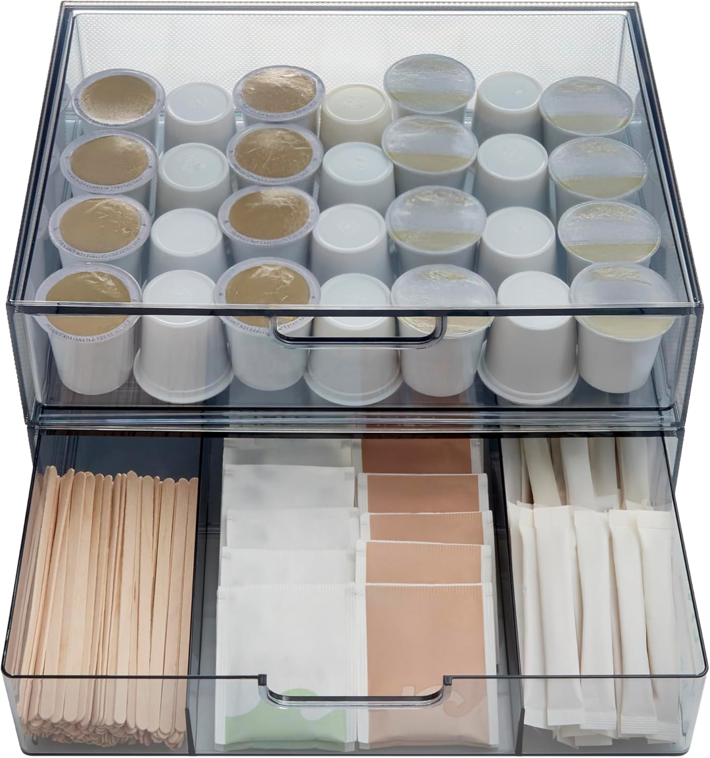 STORi STAX Plastic Stackable Organizer Drawers (Set of 2) Clear | 12.5" Wide | Set Includes Two Open Drawer | Organize Office Desk Accessories & Sort Paper | Made in USA