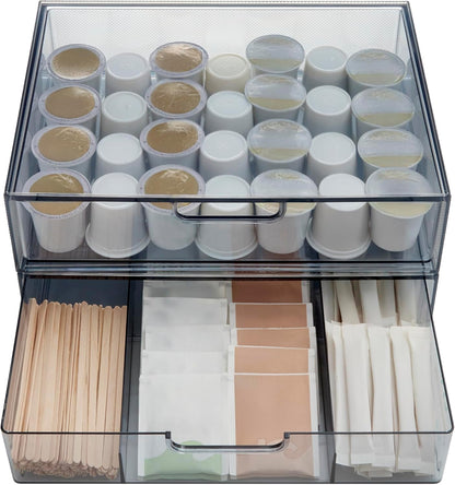 STORi STAX Plastic Stackable Organizer Drawers (Set of 2) Clear | 12.5" Wide | Set Includes Two Open Drawer | Organize Office Desk Accessories & Sort Paper | Made in USA