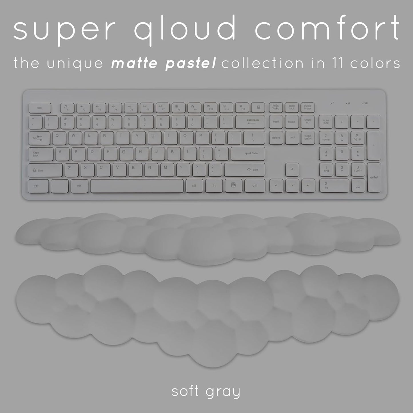 Cloud Keyboard Wrist Rest – Create-ables Qloud Cloud Wrist Rest for Computer Keyboard and Mouse, Ergonomic Memory Foam Wrist Pad with Non-Slip Base, Includes Cloud Mouse Pad – White
