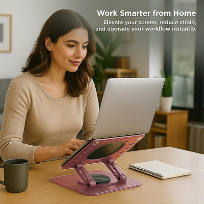 Uncaged Ergonomics Swivel Laptop Stand for Desk, Adjustable Computer iPad Stand for Desk w/ 360 Rotation, Portable Laptop Holder for Home Office Ergonomic Supplies (Black)