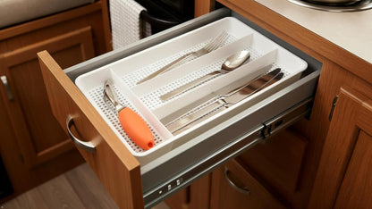 Dial Industries Small Cutlery, Utensil, Silverware Kitchen Drawer Organizer Tray, Clear