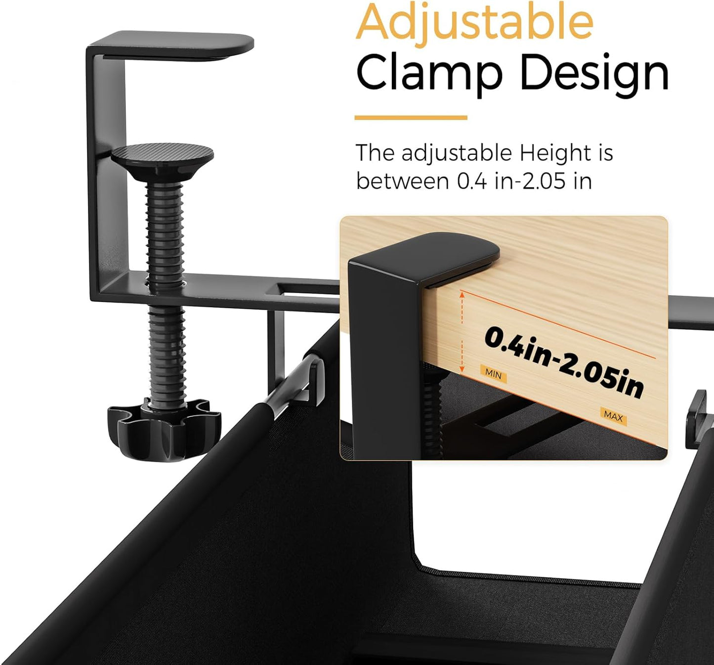 Under Desk Cable Management Tray 27.2" - No Drill Computer Wire Organizer Cable Tray, Cord Hider Clamp Mount with 16X Cable Ties PC Cables Management Cord Holder for Office/Home (Upgrade Fabric,White)