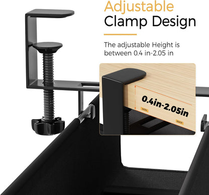Under Desk Cable Management Tray 27.2" - No Drill Computer Wire Organizer Cable Tray, Cord Hider Clamp Mount with 16X Cable Ties PC Cables Management Cord Holder for Office/Home (Upgrade Fabric,White)