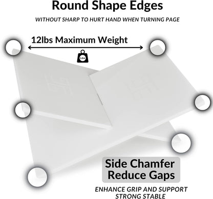 Honygebia Gold Acrylic Book Stands - Cross Frame Acrylic Book Holder, Open Bookstand for Display and Reading, Suitable for Art, Bible, Cookbook, Easel, Magazine, Textbooks 12.5" x 9.5" x 5.5"