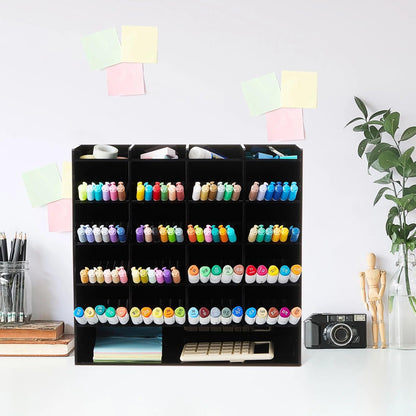 MotiMind Acrylic Pen Organizer Storage for 250 Markers Vertical Marker Organizer Acrylic Pen Display Holder for Office Desk Desktop Stationery Pencil Storage, Clear, 13 x 4 x 12.4 Inch
