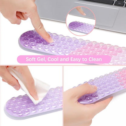 MEGREZ Clear Gel Wrist Rest for Keyboard and Mouse, Cute Crystal Gel WristRest, Ergonomic Wrist Rest Set, Cloud Wrist Rest Keyboard, Pink