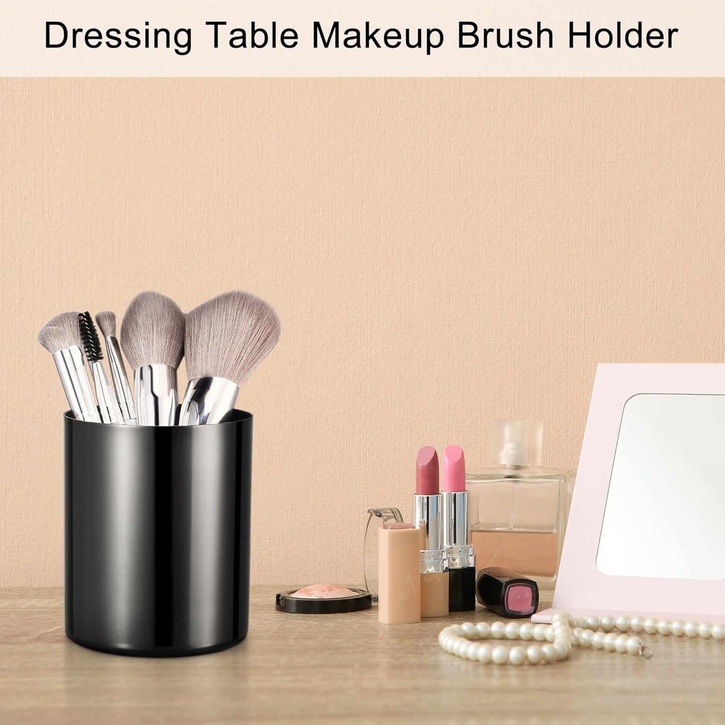 Gold Pencil Holder for Desk, 304 Stainless Steel Pencil Cup, Pen Holder Cup, Pen Pot, Makeup Brush Holder, Desktop Accessory Stationery Organizer