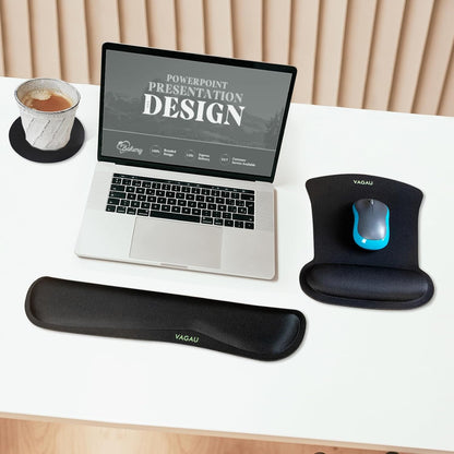 Comfy Mee Premium Memory Foam Keyboard and Mouse Wrist Rest Pads Set- for Comfortable Typing &Wrist Pain Relief (Pack of 2)