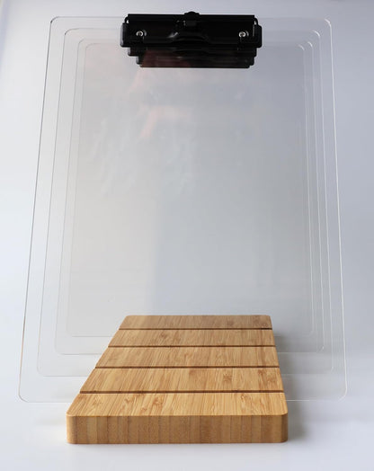 A5 Half Letter Clipboard with Stand,Clear Acrylic Freestanding Memo Size Clipboards,Document Typing Paper Stand,Menu Display Board,Receipt Holder (6"×9")