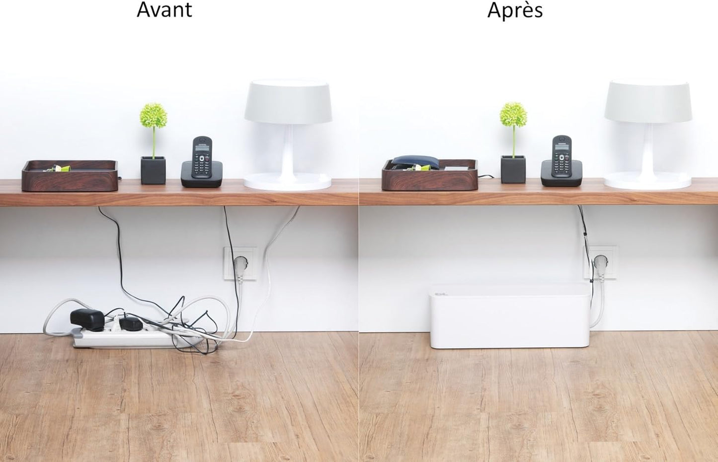 Bluelounge CableBox Mini Cable Management with Small Surge Protector, Black (CBM-BL)