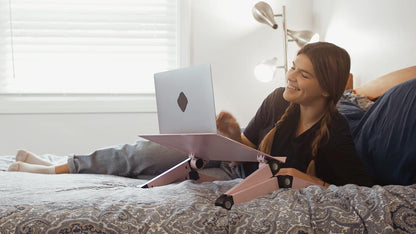 Uncaged Ergonomics WorkEZ Adjustable Laptop Stand for Desk, Laptop Stand Adjustable Height, Foldable Aluminum Cooling Computer Holder & Riser for Desk Bed, White, XL