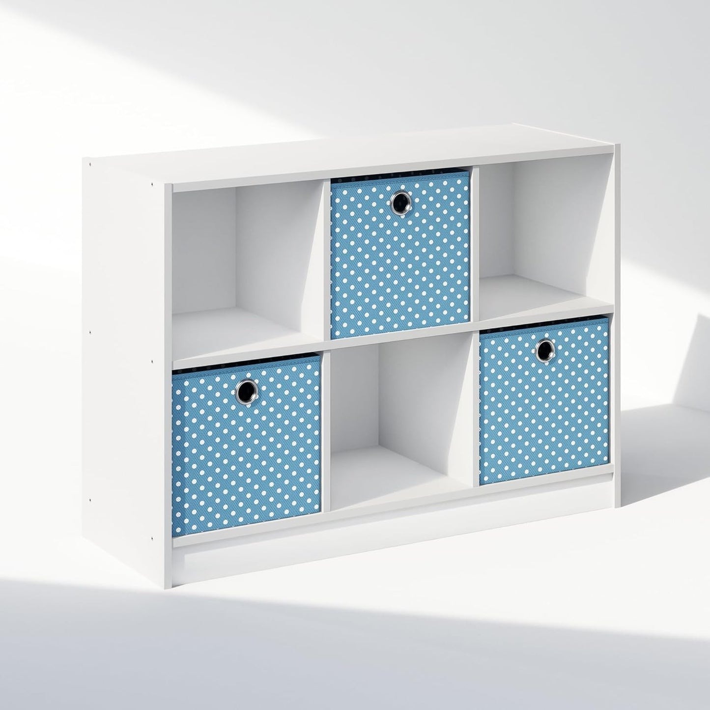 Furinno Cubic Closet Organizers and Storage, 6-Cube Closet Organizer with Bins, Open Shelf Storage, for Wardrobe, Bedroom, Living Room, White