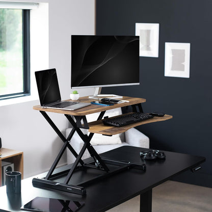 VIVO 26 inch Desk Converter, K Series, Height Adjustable Sit to Stand Riser, Dual Monitor and Laptop Workstation with Keyboard Tray, Black, DESK-V026KB