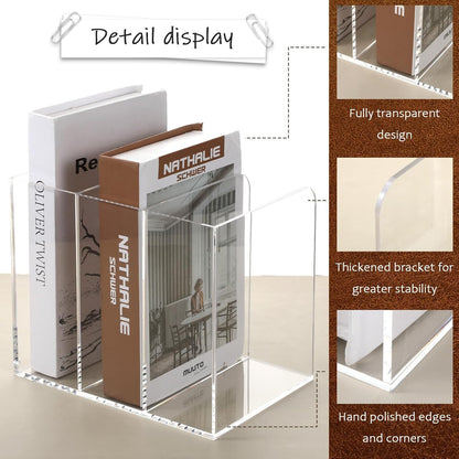 Acrylic Desk Organizer, Thickened Clear Magazine Holder with 3 Vertical Compartment Acrylic File Sorter Organizer for Office, Home, Classroom