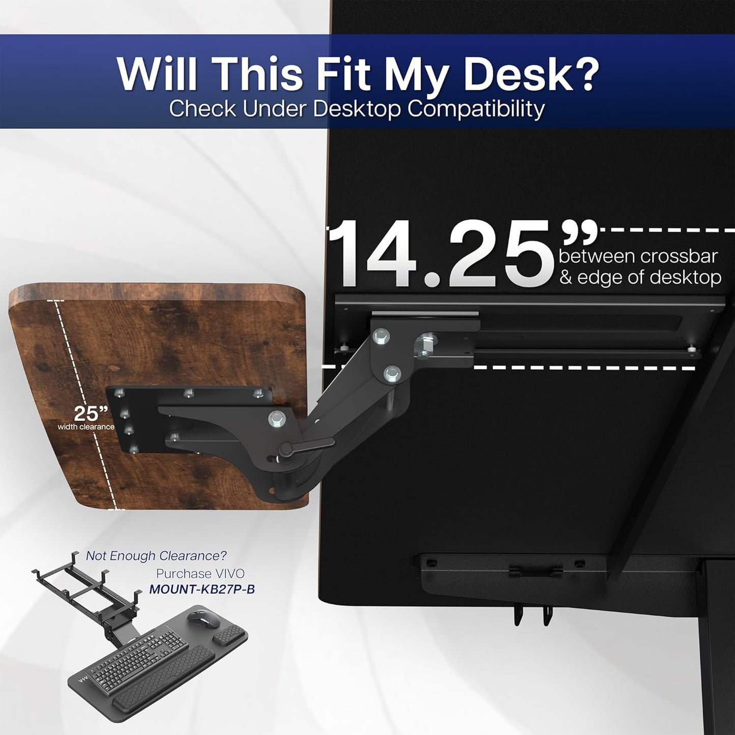VIVO Adjustable Computer Keyboard & Mouse Platform Tray Ergonomic Under Table Desk Mount Drawer Underdesk Shelf (MOUNT-KB03B)