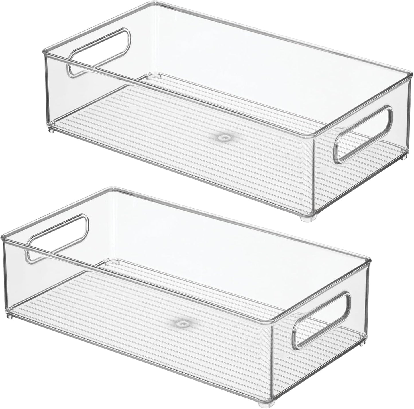 iDesign Stackable Fridge Bin - Storage Bin for Freezer or Pantry, Set of 2, Clear, Made in USA