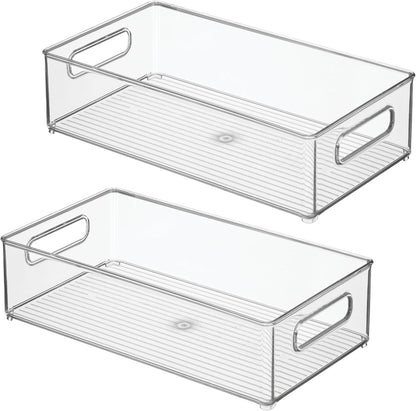 iDesign Stackable Fridge Bin - Storage Bin for Freezer or Pantry, Set of 2, Clear, Made in USA