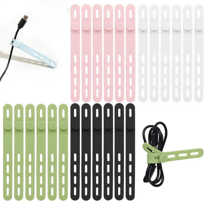 Donruby 24Pcs Silicone Cable Ties - Reusable & Washable with Locking Buckles, Adjustable Fastening Cable Management Straps, Multi-Purpose High Elasticity Cord Organizer (Purple)