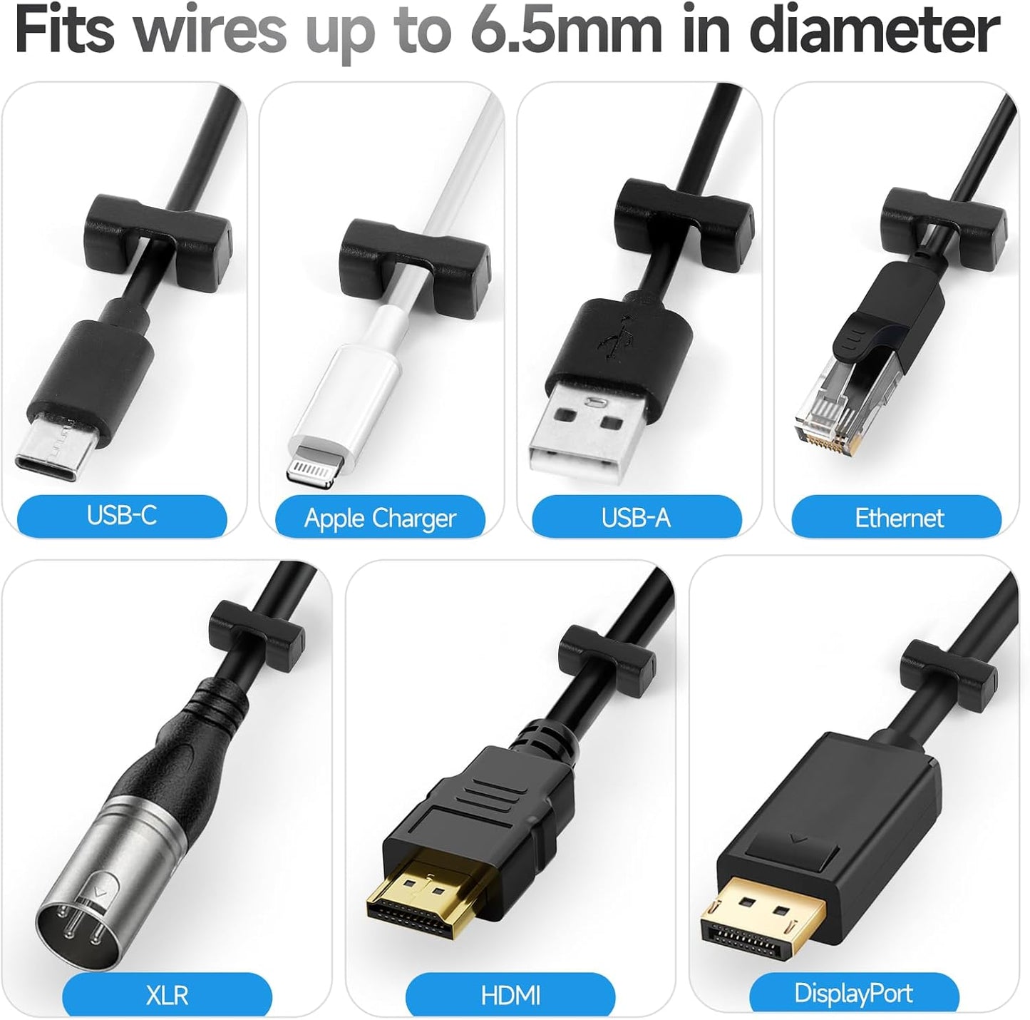 10 Pack Magnetic Cord Organizer Holder, Cable Clips - Strong Magnet Wire Management for Desk, Under Desk, Nightstand, Office, Car, Kitchen, Adjustable
