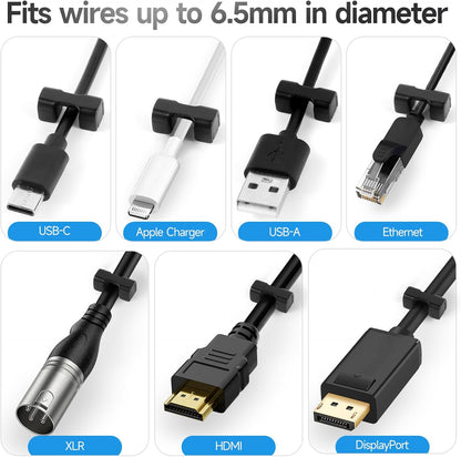 10 Pack Magnetic Cord Organizer Holder, Cable Clips - Strong Magnet Wire Management for Desk, Under Desk, Nightstand, Office, Car, Kitchen, Adjustable