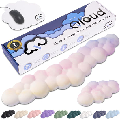 Cloud Keyboard Wrist Rest – Create-ables Qloud Cloud Wrist Rest for Computer Keyboard and Mouse, Ergonomic Memory Foam Wrist Pad with Non-Slip Base, Includes Cloud Mouse Pad – White