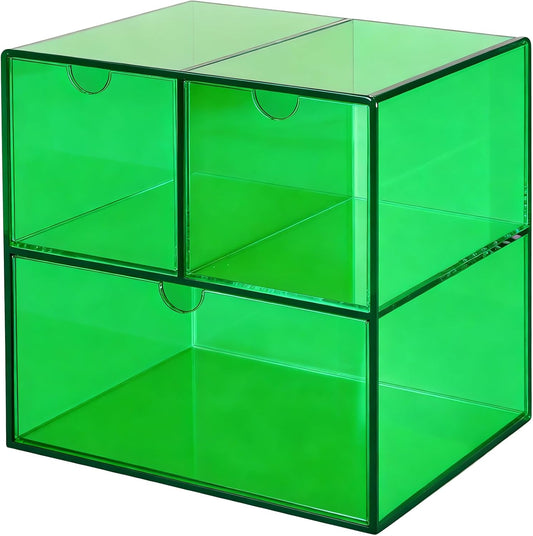 Gelite Desk Organizer with 3 Storage Drawers for Makeup Office Acrylic Desktop Drawer Organizer for Vanity Office Organization and Storage Box, Neon Pink