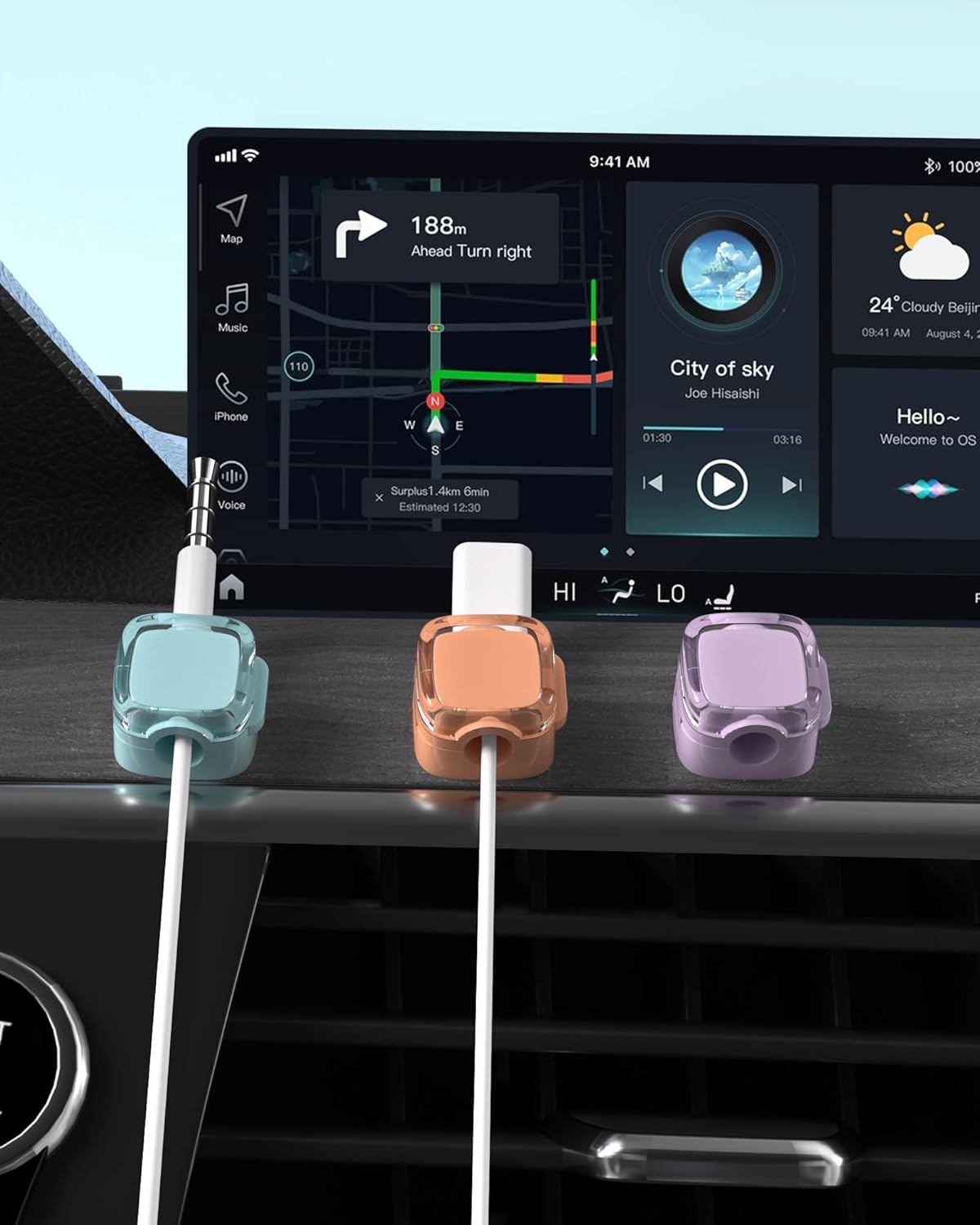 Magnetic Cable Clips, Adjustable Cord Holder Management, Adhesive Wire Keeper Organizer for Home Office Desk Phone PC Car Wall Desktop Nightstand Appliance (9-Pack Black Crystal)
