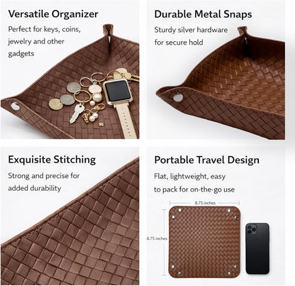 UnionBasic Medium Valet Tray, Jewelry Tray for Rings Watches Earrings, Entryway Catchall Caddy for Coins Keys Change, Nightstand Bedside Valet Holder, Trays for Electronic Gadgets, Candy Pink Plus - Colors B