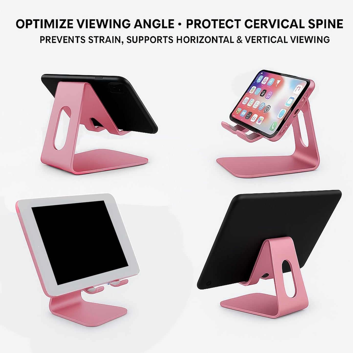 Foldable Phone Stand for Desk | Six Position Adjustable Folding Bracket for Cell Phone | Black Cellphone Holder for Desk & Smartphone Stand | Cellphone & Accessories for Men & Women