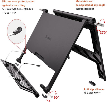 Readaeer Portable Book Stand Free Angle Adjustable Book Holder for Thick Textbook Collapsible Lightweight Book Rest (White)