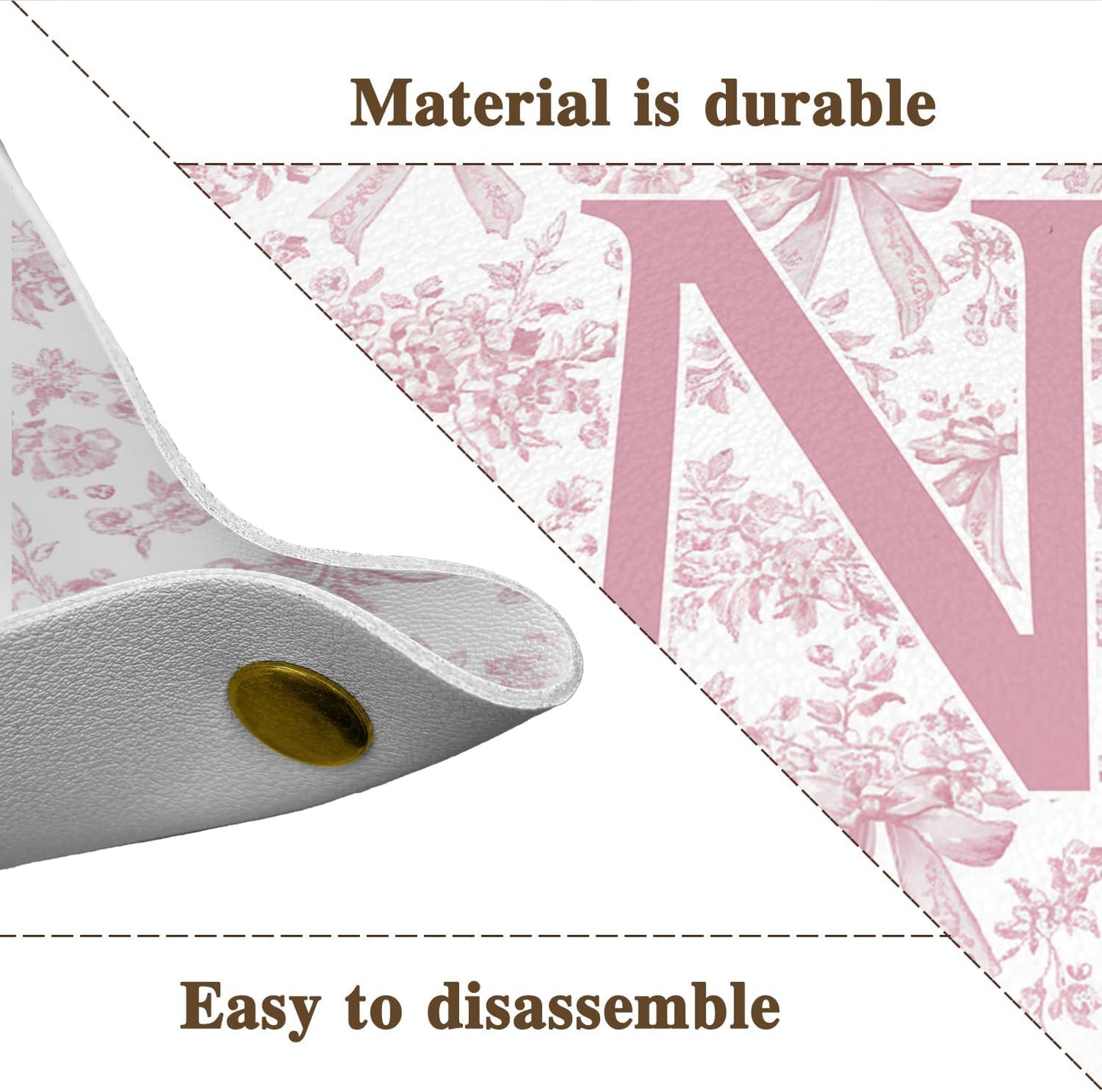 Gifts for Mom Initial Valet Tray,Pink Personalized Gifts for Women Mom Grandma Girlfriend,Nightstand Desk Accessories PU Leather Tray Organizer for Birthday Christmas Gift Ideas (B)