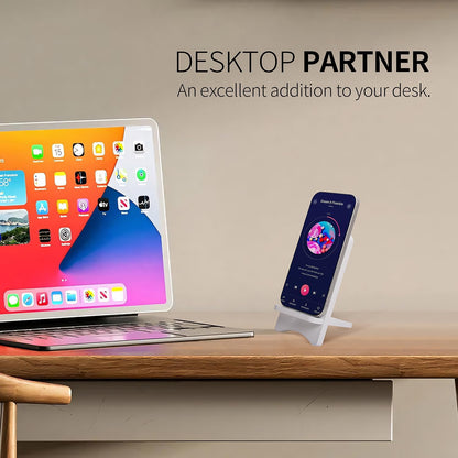 LUCKY BEAN Wood Phone Stand, Desktop Wooden Phone Holder, Portable Phone Stand for Desk, Compatible with iPhone & All Cell Phones (Walnut Wood)