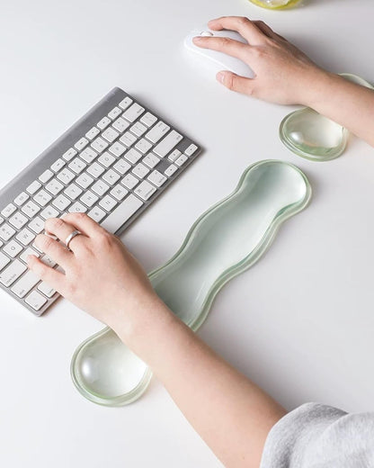 Mouse Pad with Wrist Rest, Soft Cloud Gel Keyboard Mouse Pad Set with Hand Wrist Support, Cute Non Slip Office Desk Accessories for Comfort/Pain Relief/PC Gaming/Computer/Laptop, (Clear Cloud)