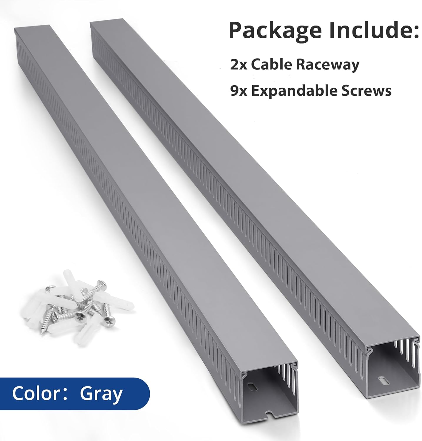 ZhiYo 2 x 2in Professional Server Rack Cable Management Raceway, 99in (6X L16.5in) Cable Raceway Kit, Electrically Safe PVC Open Slot Wire Raceway for Under Desk/Computer/Network Cords, Black