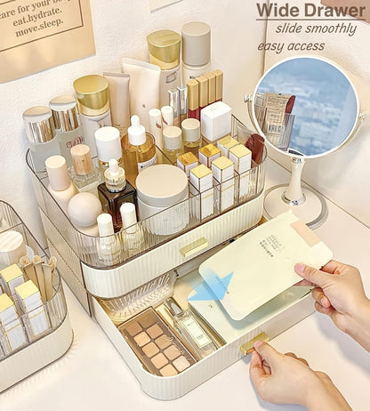 Stackable Cosmetics Organizer Drawers, Bathroom Vanity Makeup Organizers and Storage, Ideal for Desk and Dresser Countertops, Great for Palette, Skincare, Lipsticks, Nail Care. Green