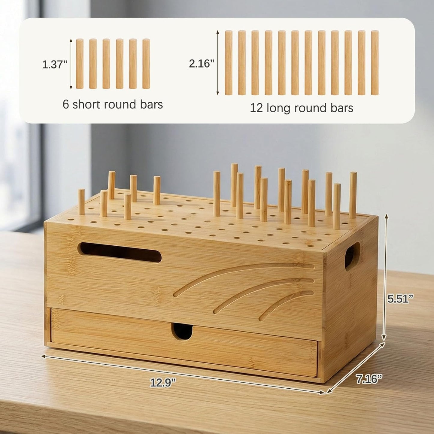 Homde Bamboo Charging Station Organizer: 2 Layer Charger Holder with Drawer for Office Home - Electronic Docking Stand for Multiple Devices, Tablets, Phones