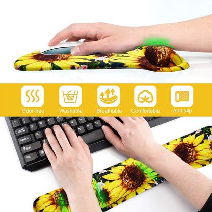 Keyboard Wrist Rest Pad Ergonomic Mouse Pad Set, ToLuLu Gel Mouse Pad Wrist Support for Computer Laptop, Mousepad Keyboard Wrist Support with Memory Foam for Easy Typing Pain Relief, Van Gogh Painting