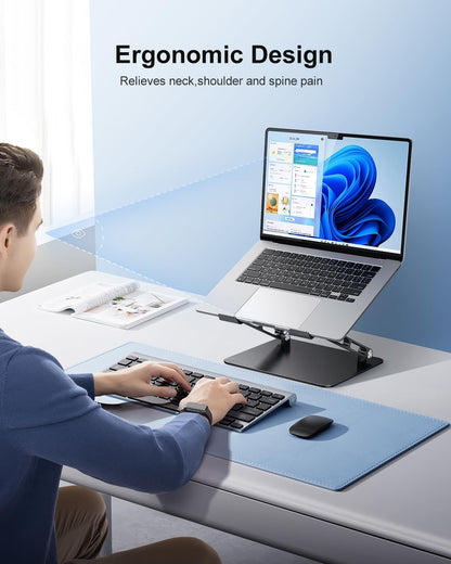 Adjustable Laptop Stand Ergonomic Computer Riser Aluminum Laptop Stand for Desk Portable Notebook Stand Laptop Riser Holder Compatible with 10-17.3’’ Laptops Tablets,Silver